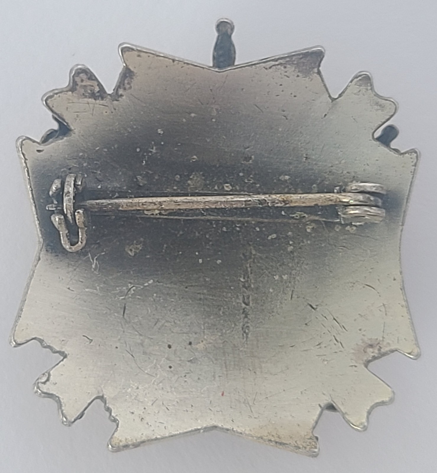 Vintage Heraldic Crest Brooch Pin Crown Shield Coat of Arms Silver Tone
