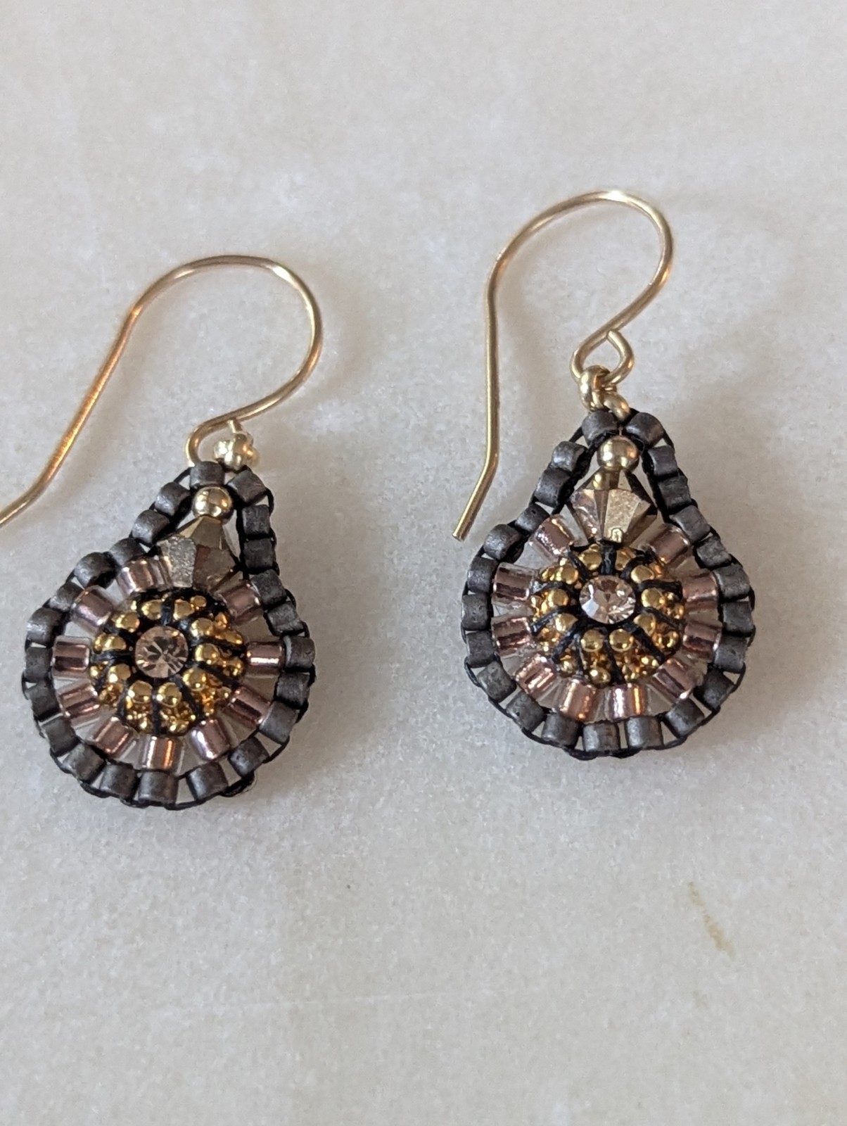 Miguel Ases Japanese Miyuki Bead and Swarovski Crystal Earrings