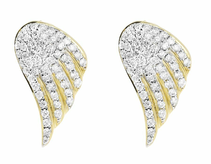 1.2ct Round Cut Lab-Created Moissanite Angel Wing Stud Earrings Gold Plated