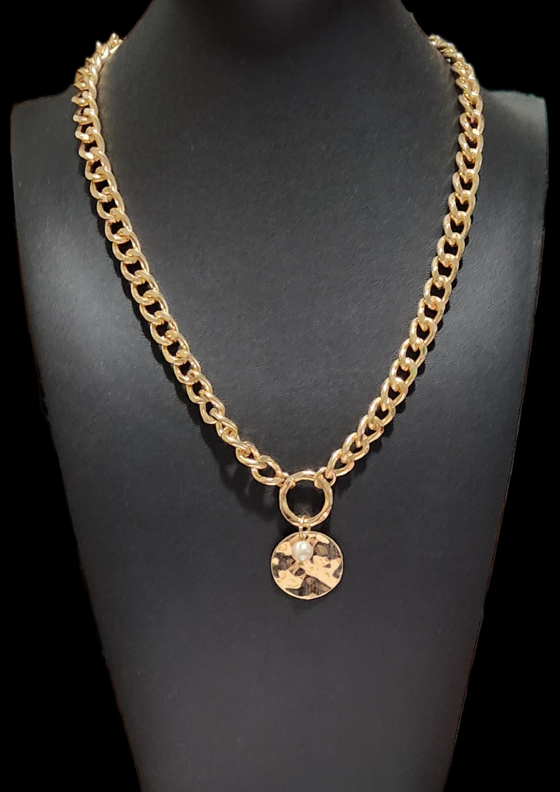 Pearl & Gold Pendant Toggle Clasp Necklace & Bracelet- Gold tone – 7.5 & 20 in