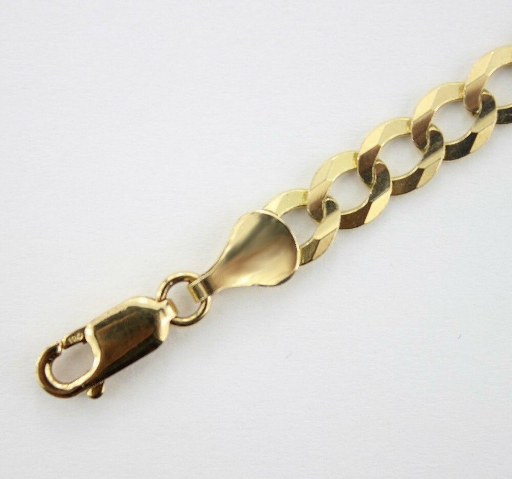 10K Yellow Gold Solid Cuban Link Chain Curb Necklace Bracelet 1.8mm-10mm 7″~30″