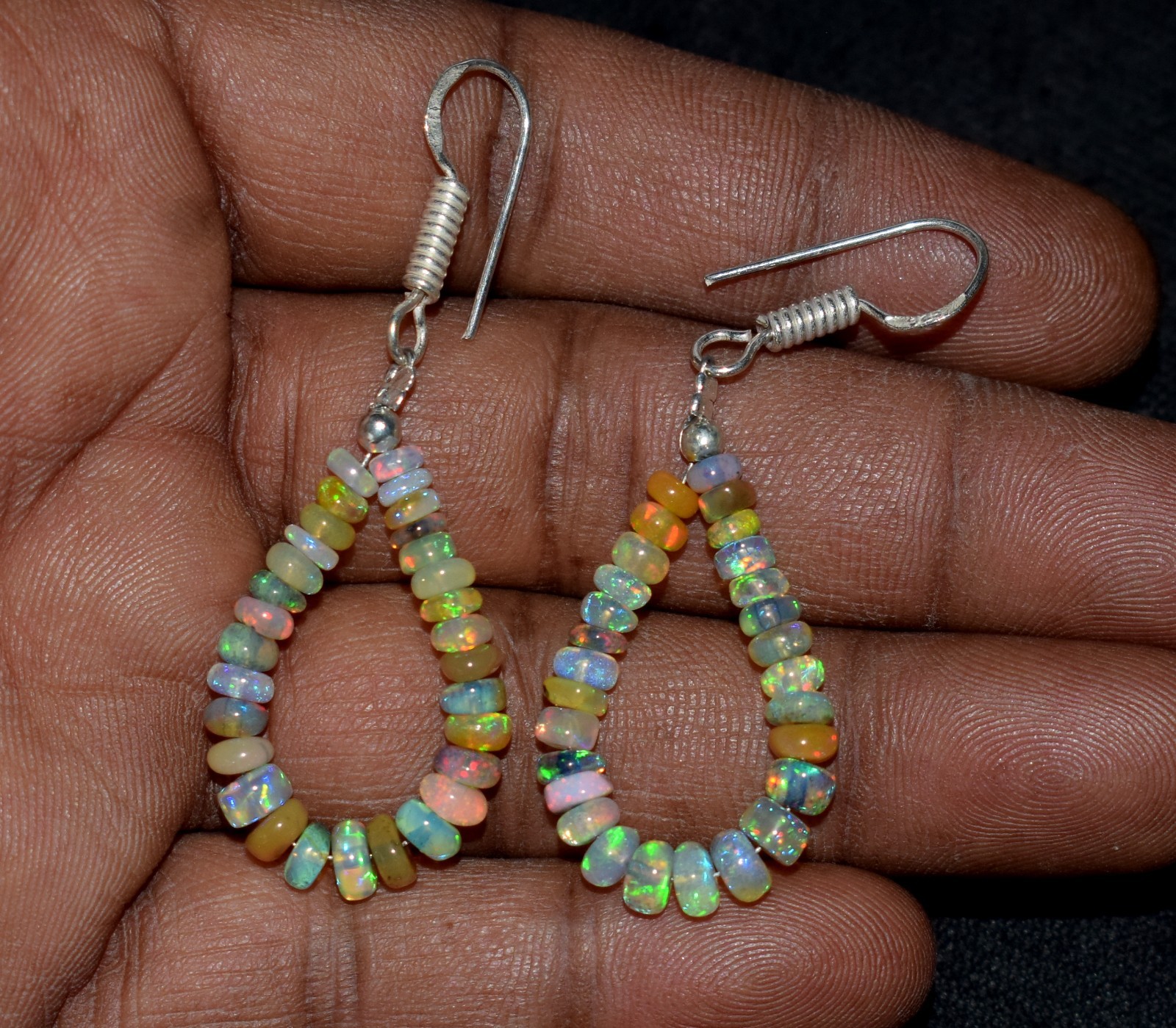 Natural Ethiopian Opal Earrings Droop Earring, Opal Gemstone Beads Jewelry F678