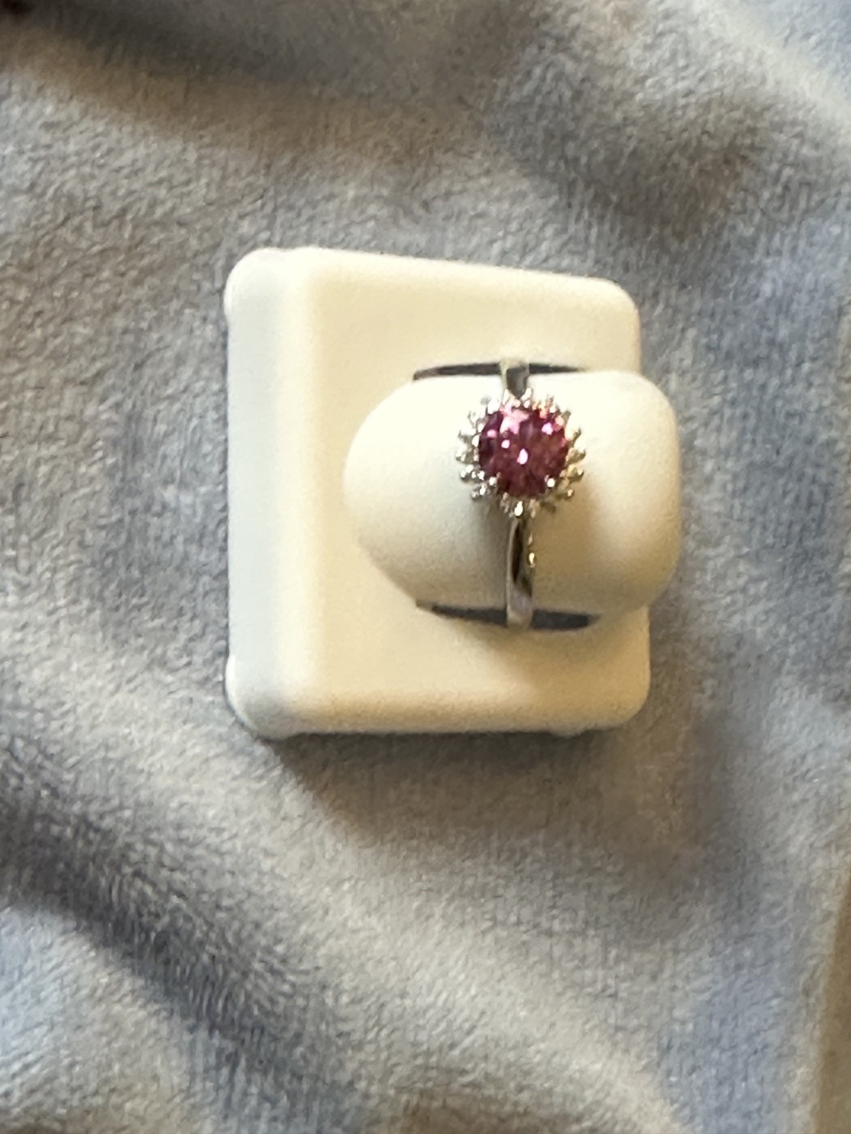 925 sterling silver pink moissanite ring