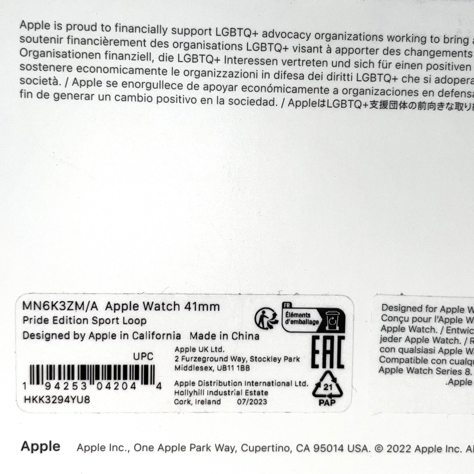 Apple iWatch Sport Loop Band 38mm 40mm 41mm 1-9 SE – Pride Edition MN6K3ZM/A
