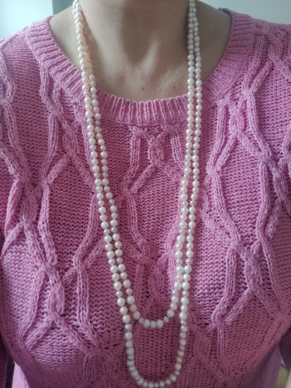 Genuine Freshwater Cultured Pearls Ultra Long Knotted Necklace 180 cm