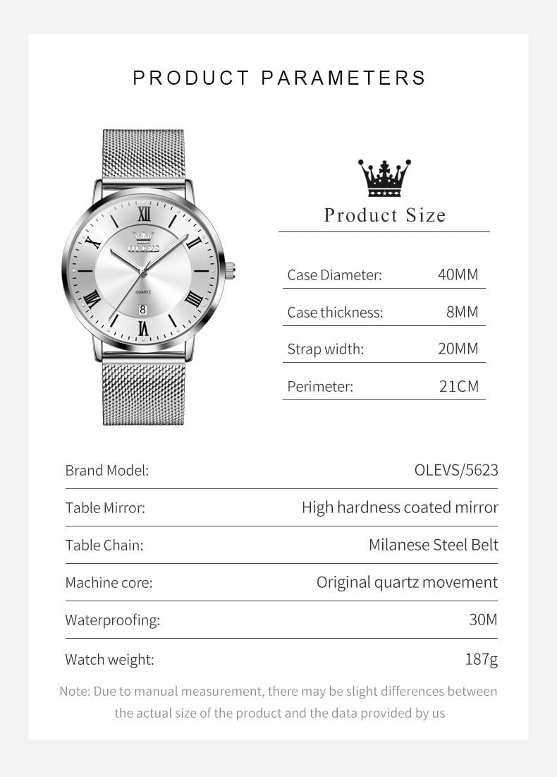 Stainless Steel Men’s Quartz Watch with Day-Date – Casual & Business Style