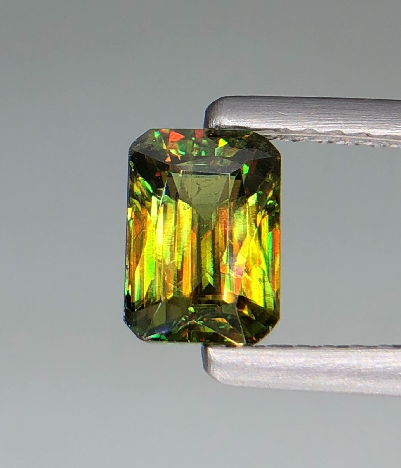 1.20 Ct Natural Faceted Full Fire Sphene / Titanite Emerald Cut Loose Gemstone