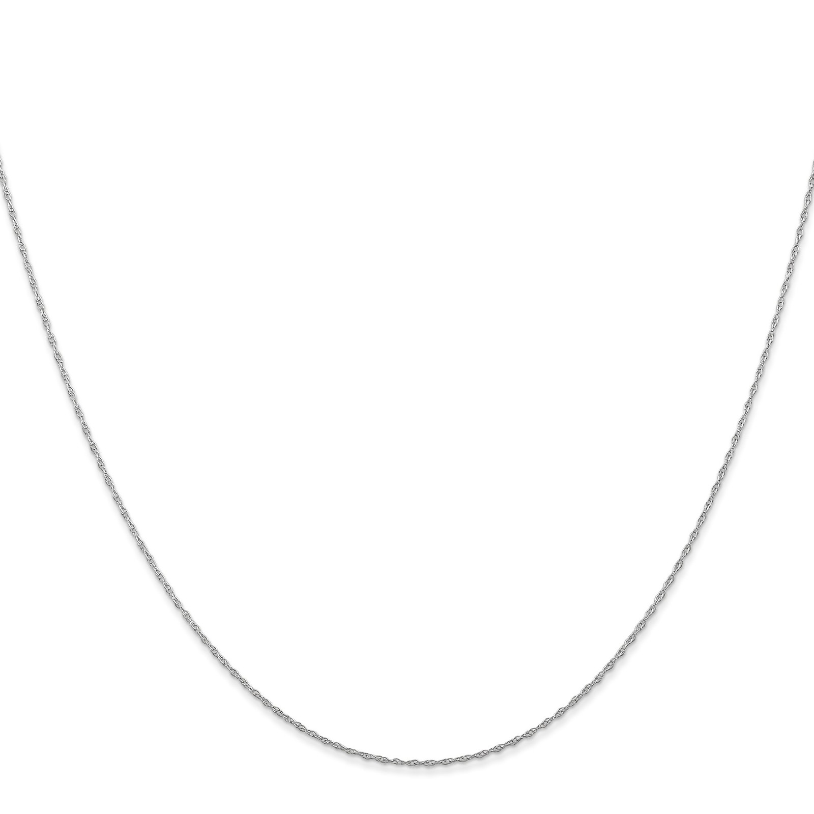 14K White Gold 18 inch .5mm Cable Rope with Spring Ring Clasp Chain Neckl