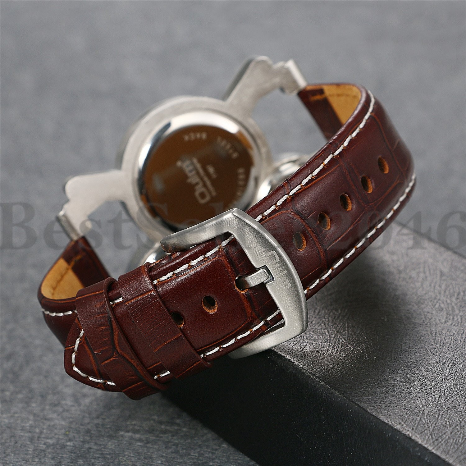 Men Multi Time Zone Analog Quartz Watch Military Sport Leather Band Wristwatches