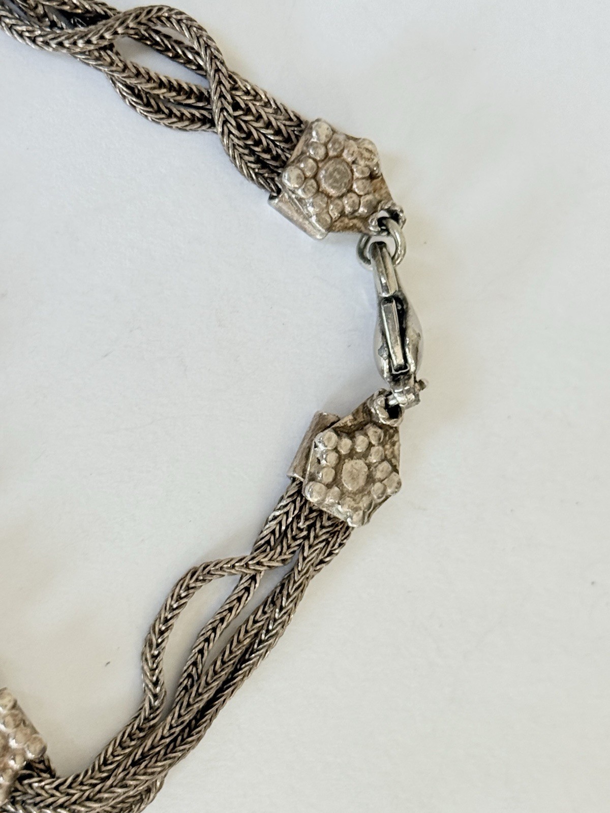 Vintage Turkish Foxtail Multi Strands Chain Sterling Silver 925 Link Bracelet