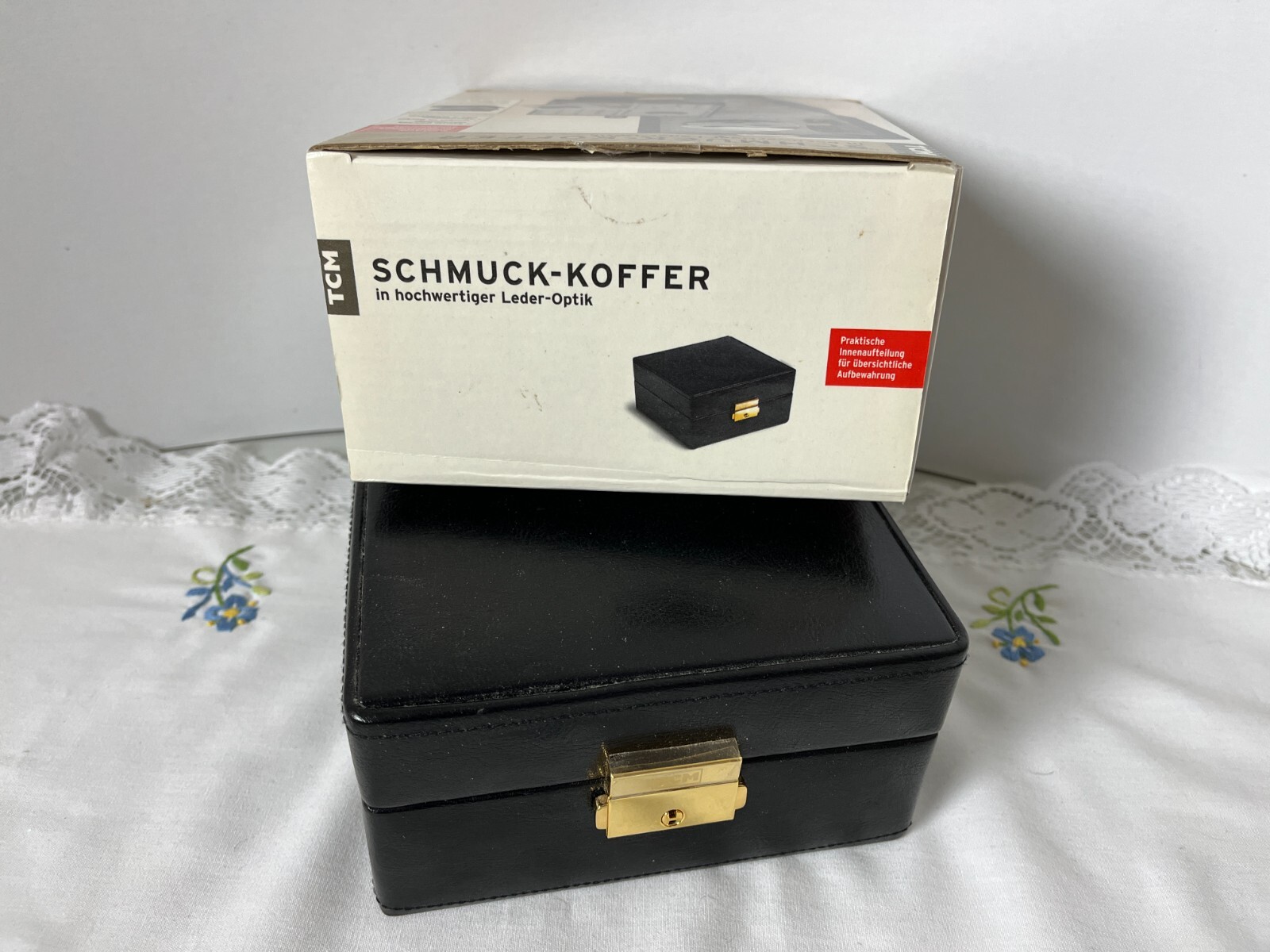 TCM Schmuck-Koffer German Jewelry Box Faux Leather PLUS Travel Box Soft Lined