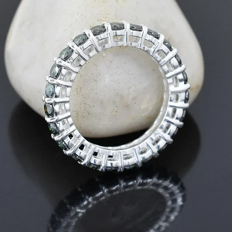 2.30 Ct Certified Elegant Blue Diamond Band Ring-925 Silver Great Shine