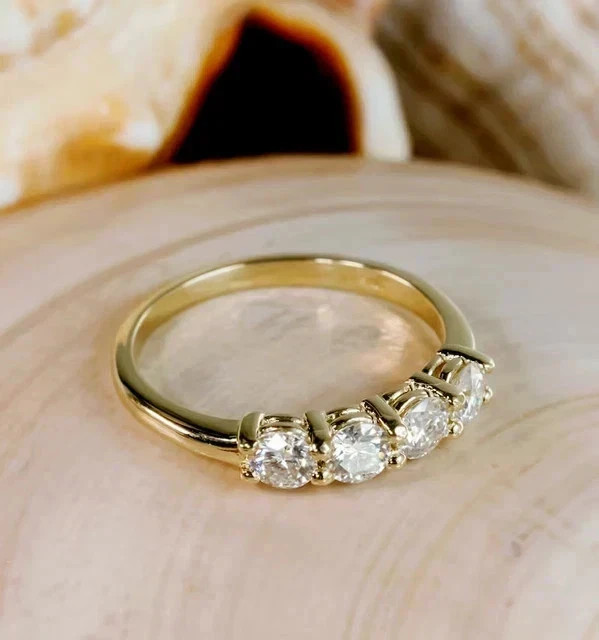 2.50 CTW Round Cut Natural Diamond 14K White Gold Eternity Band Engagement Ring
