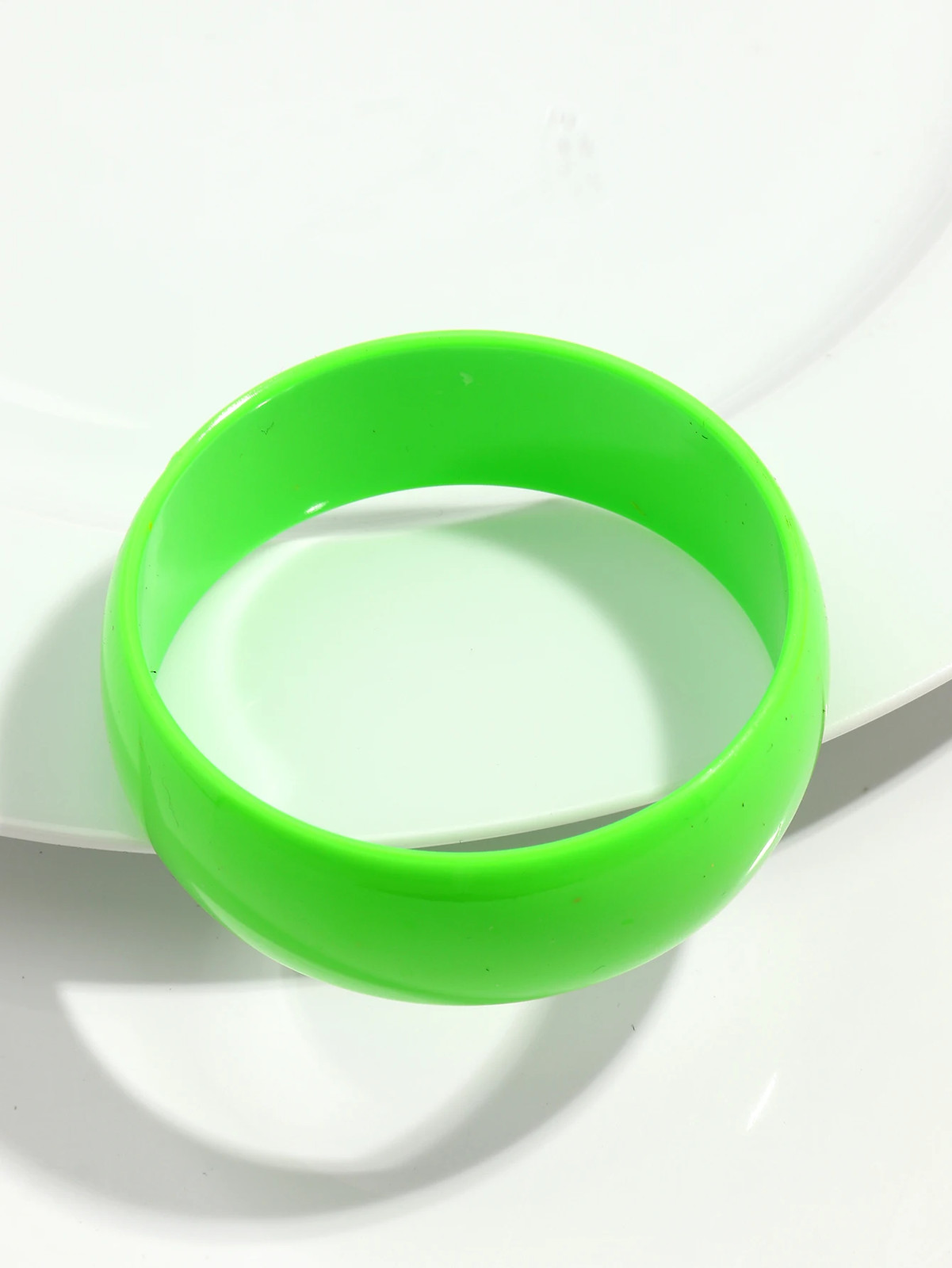 Acrylic Resin Chunky Bangle Women Fluorescent Color Round Wide Strand Jewelry