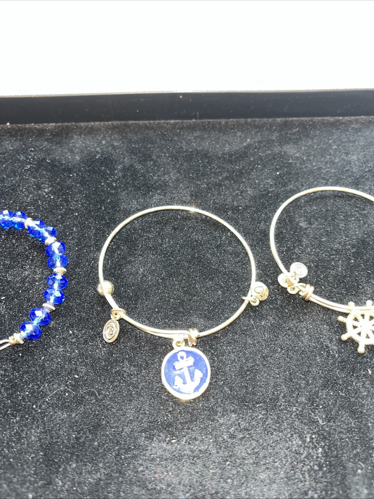 G1045~ Bella Perlina 3 Charm Bracelet Set Anchors Away Blue Beads