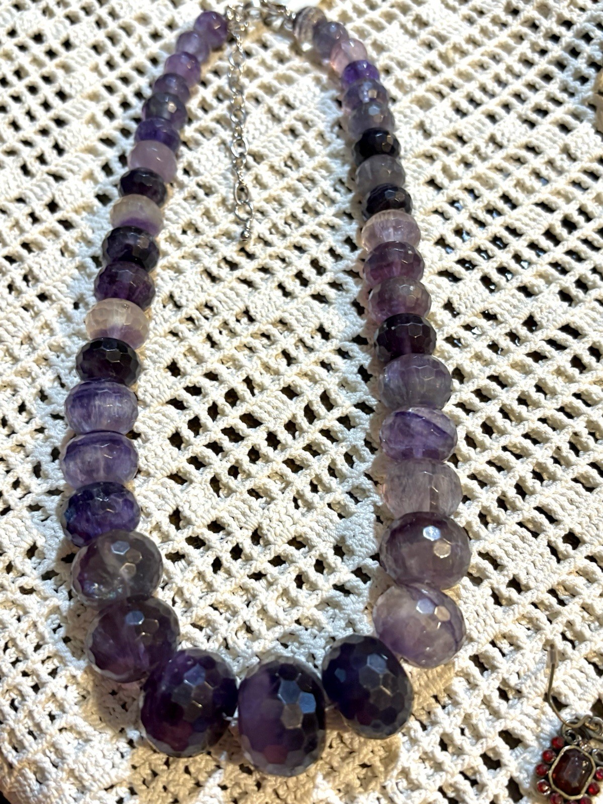 Vintage Sterling Silver Large Faceted Shades of Amethyst Graduated FAS NWTS