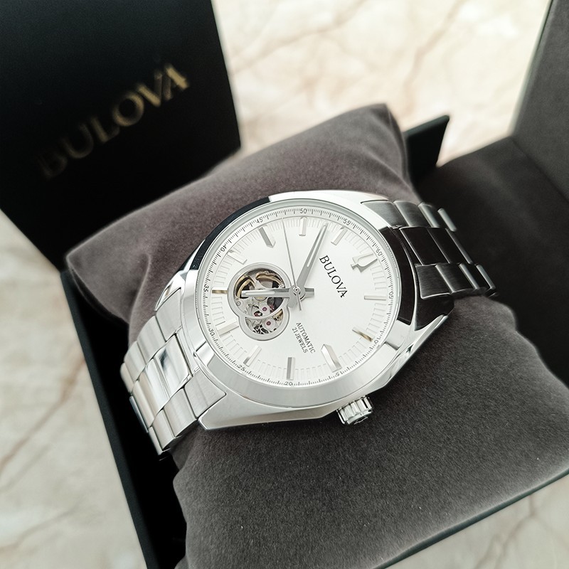 Bulova Surveyor 96A274 Silver/White Dial Men Classic Automatic Chronograph 42mm