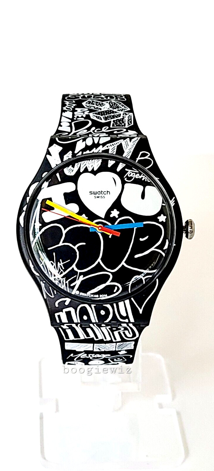 SWATCH, SWISS MADE, MODEL LOVE WALL WATCH, WRITE IT ON THE WALL, SUOB125, NIB