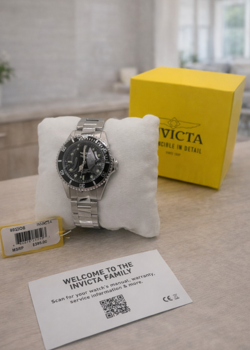 Invicta Men’s Stainless Steel Diver Watch Automatic Black Dial NEW w/ Box R-$395