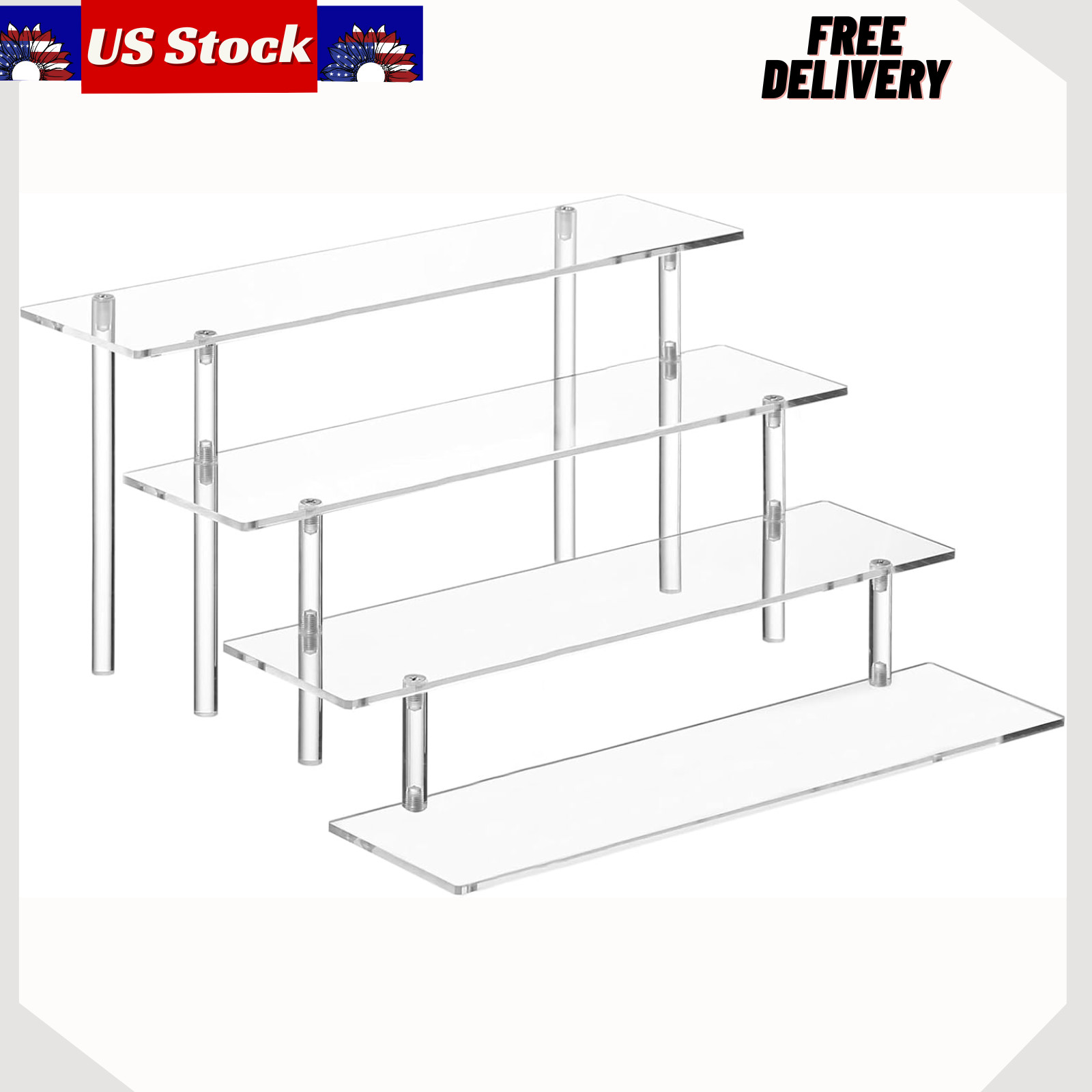 4 Tier Acrylic Perfume Organizer Stand Clear Display Riser for Cosmetics POP