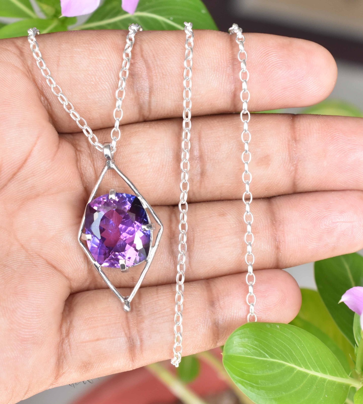 22.95 Ct Natural Boysenberry Sapphire 925 Sterling Silver Pendant AGL Certified