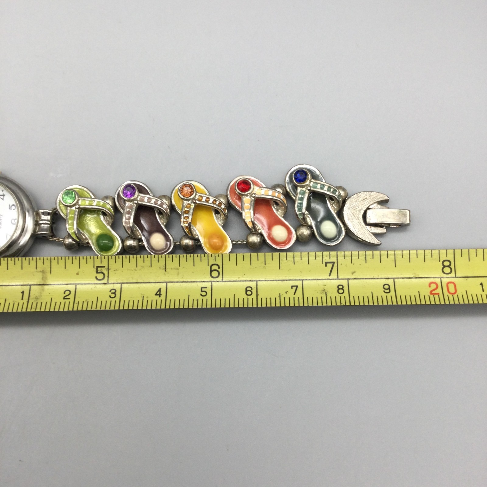 Vtg Jennie B Beach Watch Womens 23mm Slide Charm Bracelet New Battery 7.5″