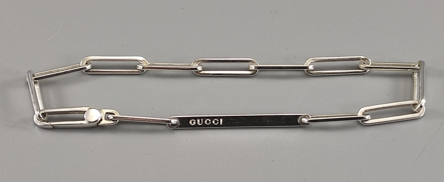 Gucci Sterling Silver 925 Chain Link Bracelet 18.5cm 4mm Light Weight 5.3g