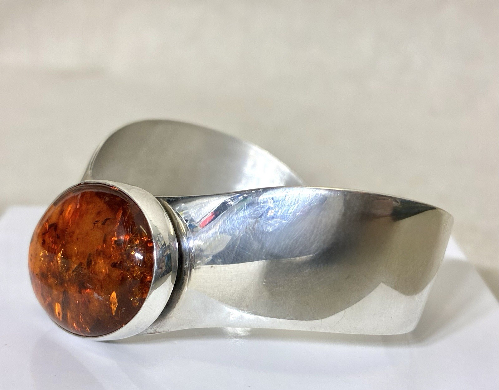 Jay King DTR Sterling Silver Baltic Amber Wide Cuff Bracelet Mine Finds 32g