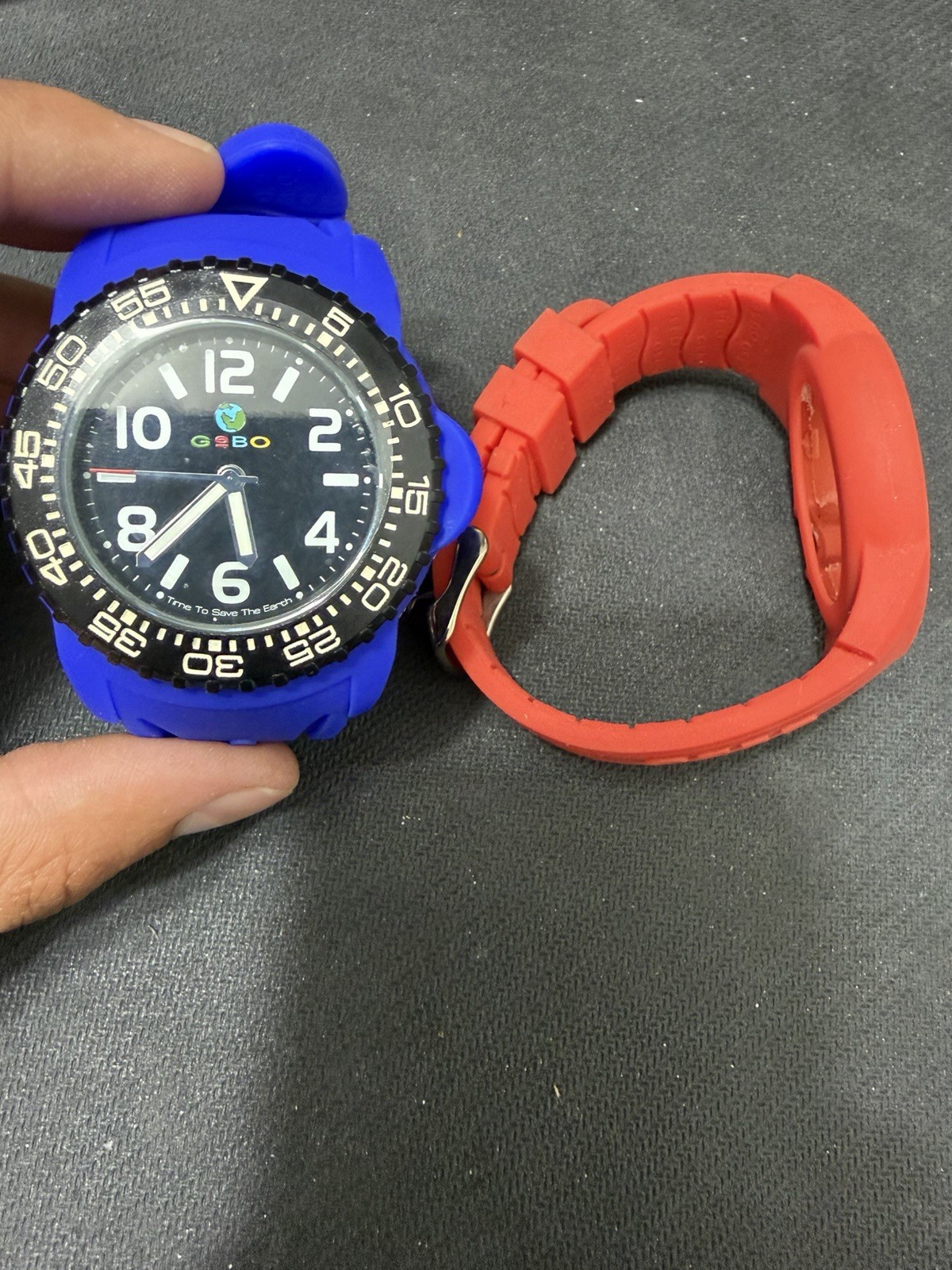 GEBO Time To Save The Earth Watch – 2 Straps Blue & Red – Old Stock