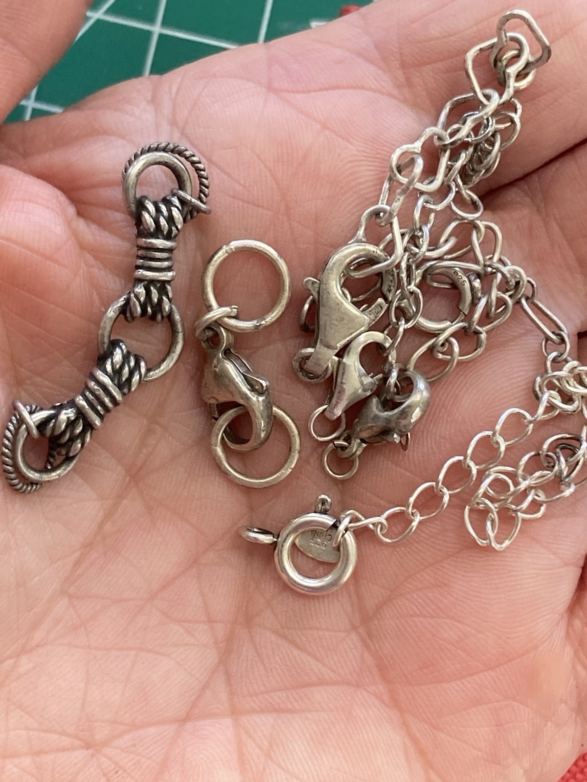 Lot of 6 Clasp Sterling Silver 925 Findings Lobster Assort Extension Chains PLUS