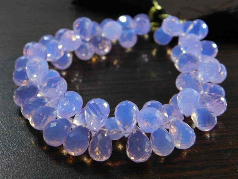 10 Pcs Opalite Side Drilled Faceted Tear Drop Blue Flash Beads Jewelry Making