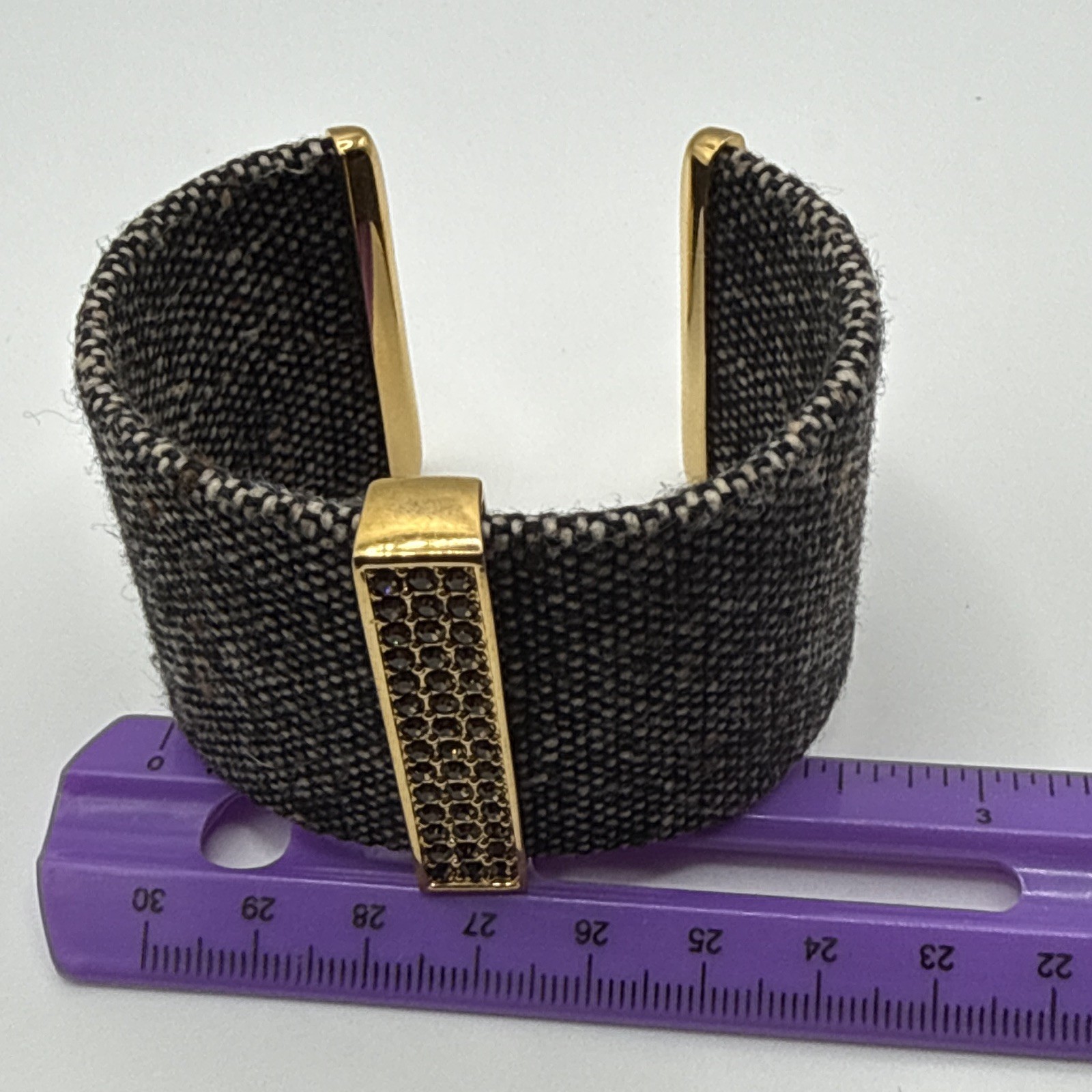 Alcantara Fabric Cuff Bracelet with Gold-Tone Accent Bar