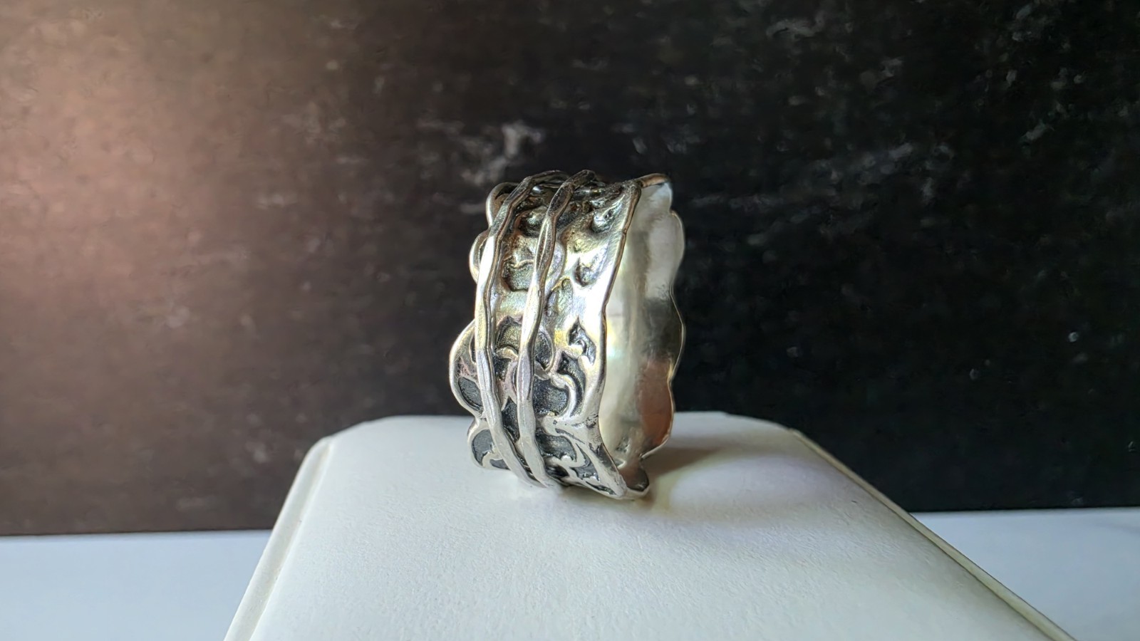 PZ Paz Creations Israel 925 Sterling Silver Spinner Ring, Size US 9.75 Vintage