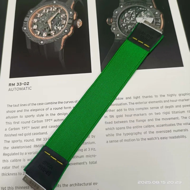 Replacement Green Elastic Watch Strap Fits Richard Mille RM67 01 02 S M Sizes