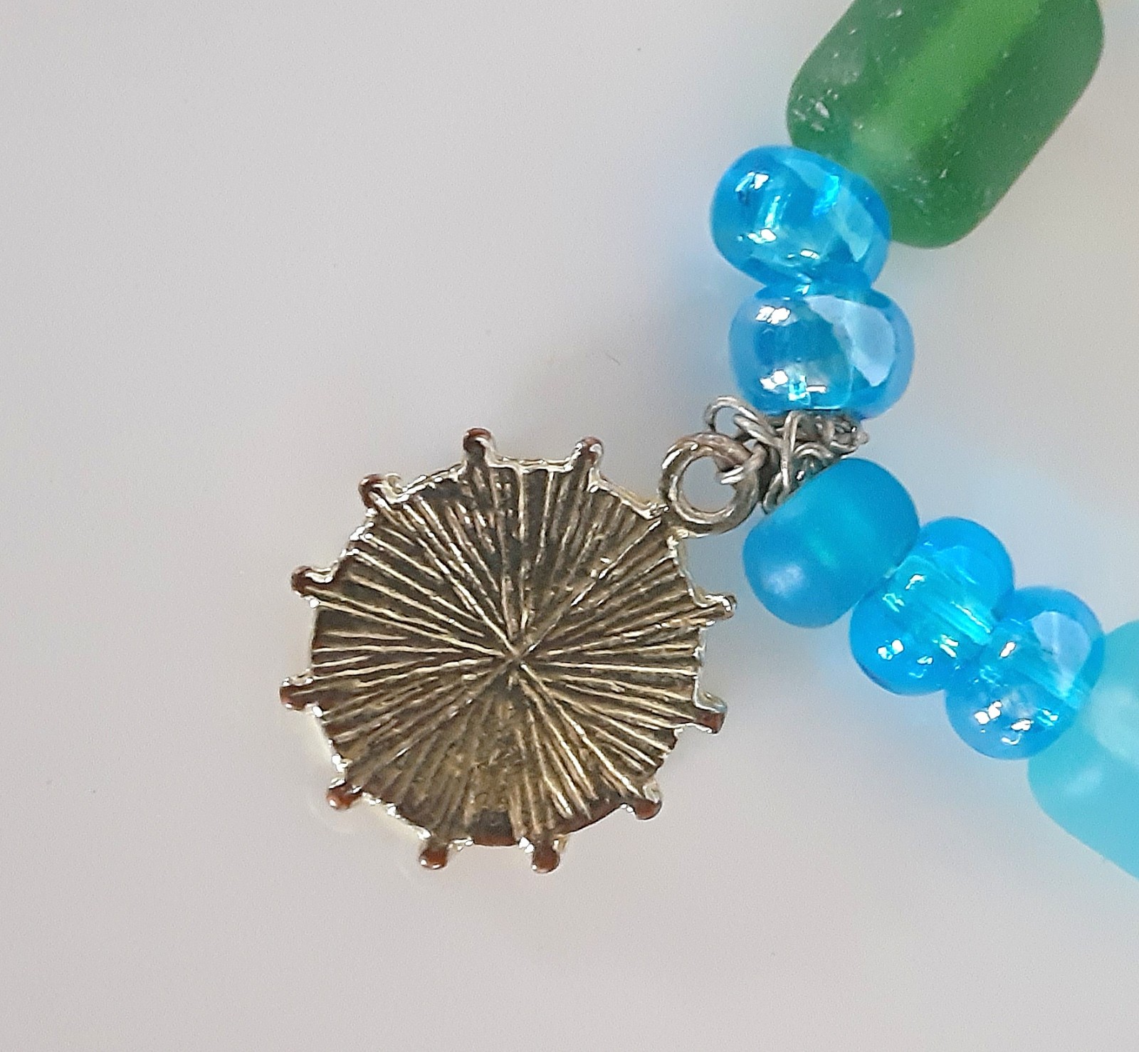 Handmade Sister Friends Sea Glass Nautical Charm Beaded Ankle Bracelet Set