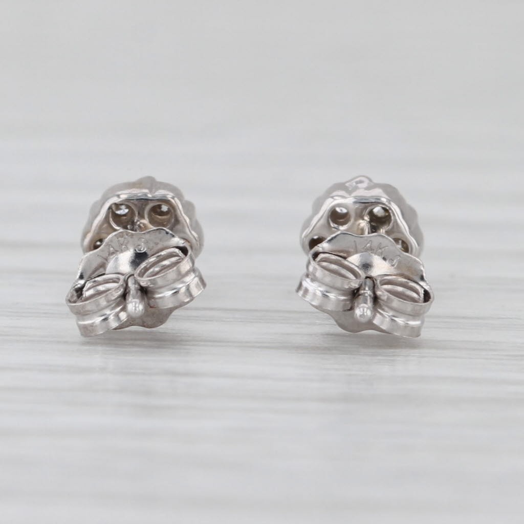 0.23ctw Diamond Cluster Flower Stud Earrings 14k White Gold Studs