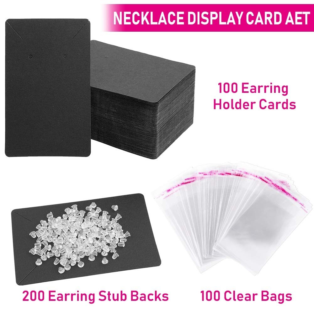 Earring Cards and Bags for Jewelry Packaging, Display Holders, Black