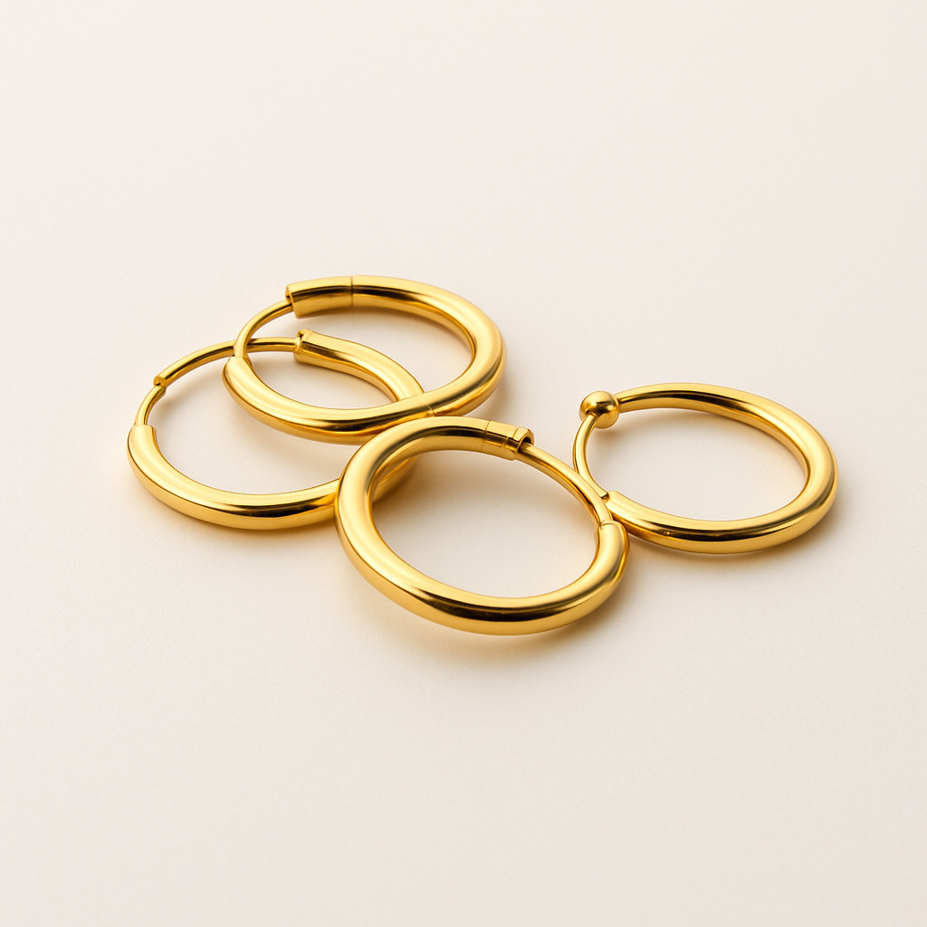 9ct Gold & Silver Sleeper Hoop Earrings PAIR – 12mm 14mm 18mm 20mm 30mm Sizes