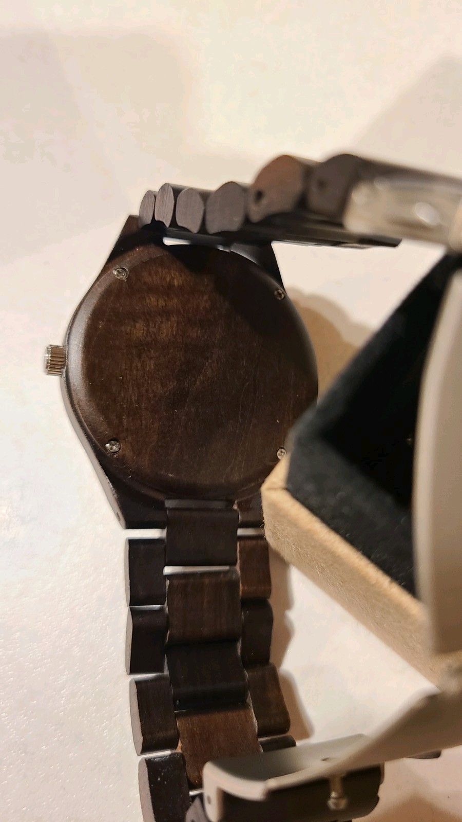 Men’s Treehut Wooden Watch with Wooden Bracelet Band, Dark Brown Wood.