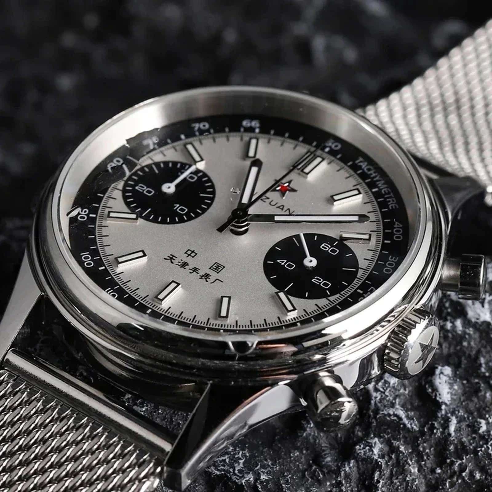Seagull 1963 ST1901 Panda Chronograph Mesh Bracelet