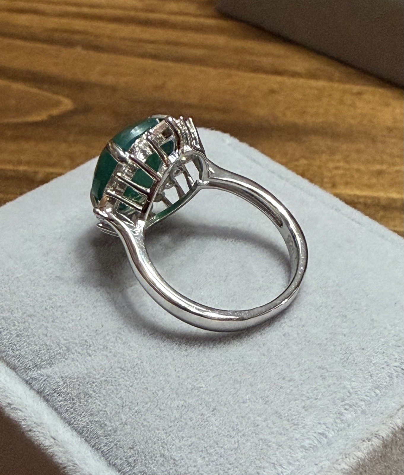 Stunning Natural Green Agate 4CT Sapphire & Zircon 925 Sterling Silver Ring Sz 6