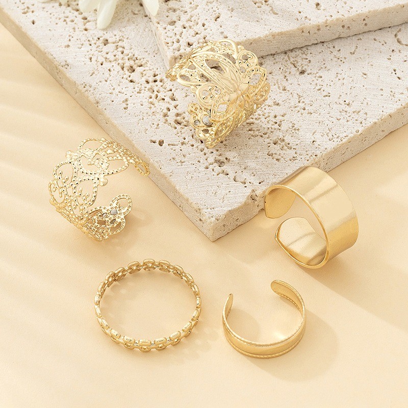 Women’s Bohemia Hollow Opening Foot Ring Set Adjustable Foot Accessories Alloy
