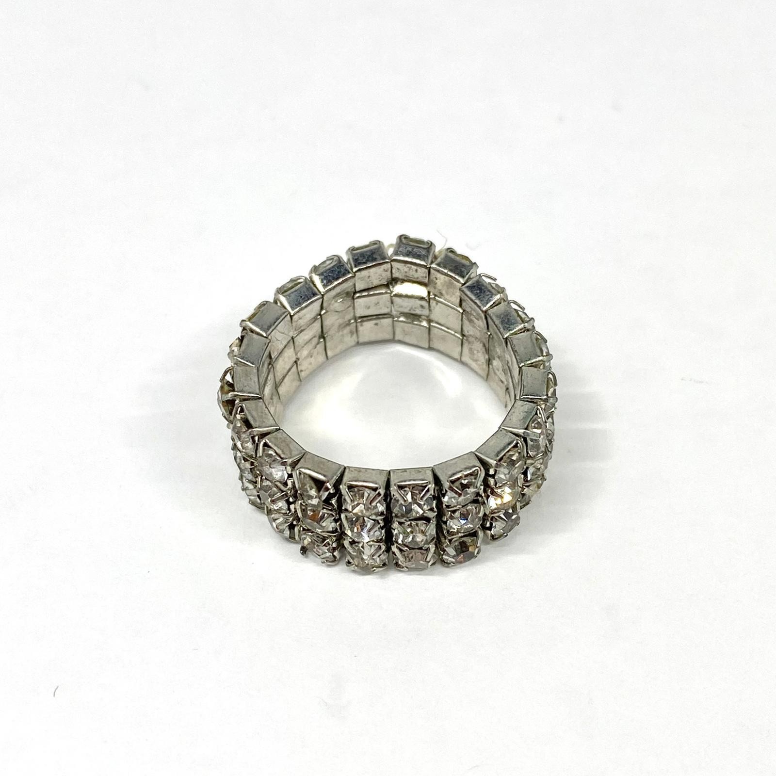 Elegant Sparkle Three Row Silver Toned Rhinestones Stretch Woman’s Holiday Gift