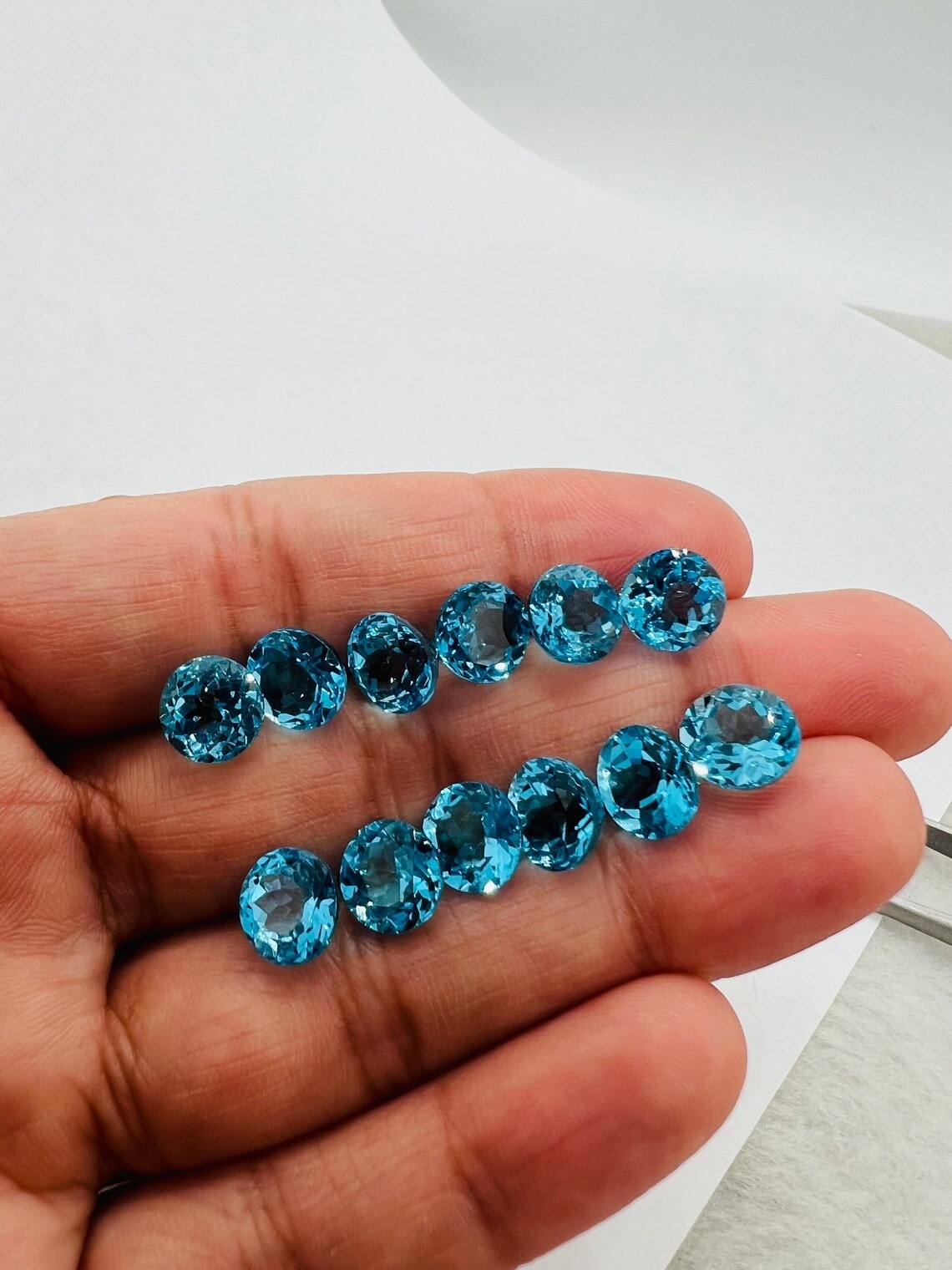 Natural Swiss Blue Topaz Round Faceted Cut Calibrated Loose Gemstone Lot