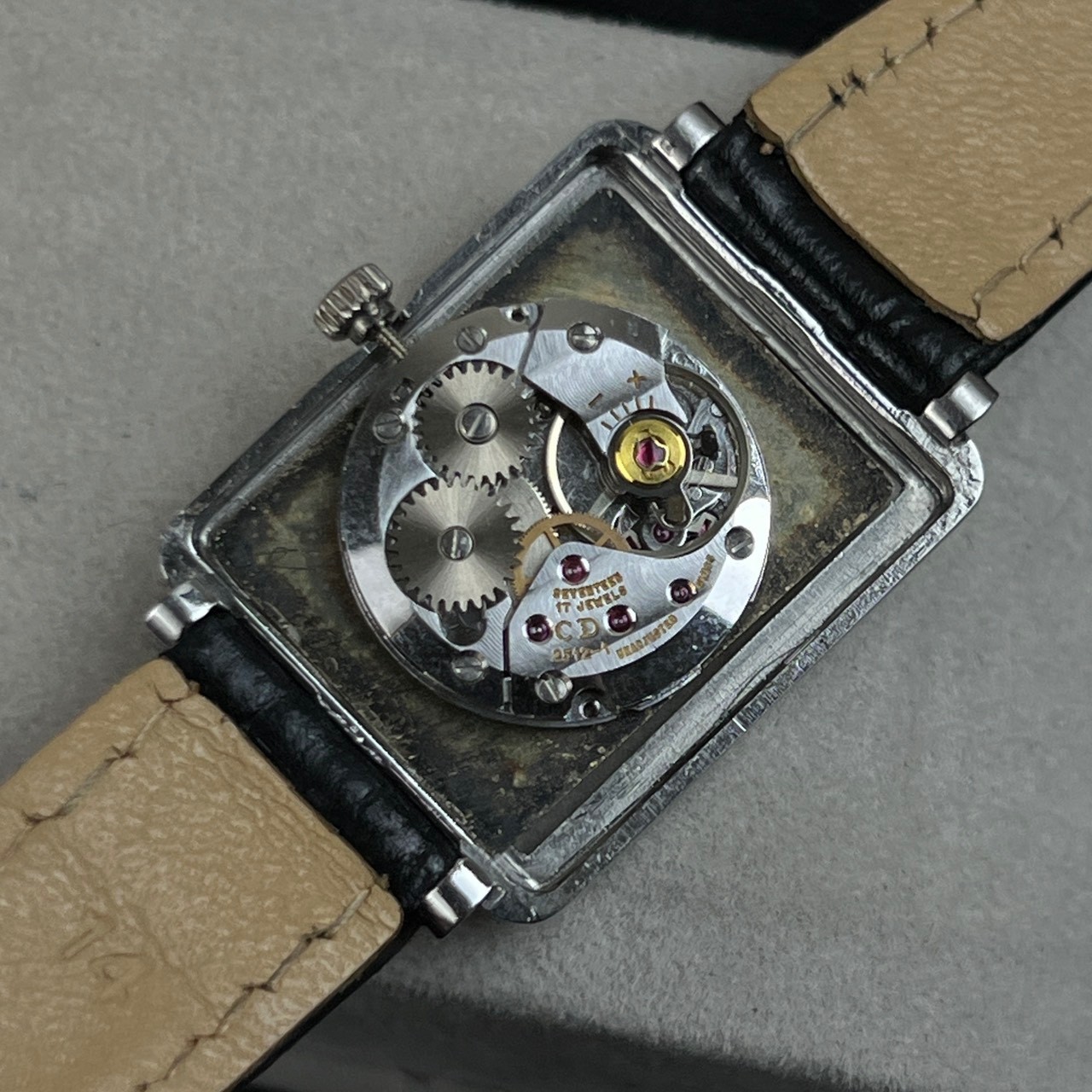 Vintage Christian Dior Rectangular Grey Dial Circa 1970 s’ Manual Winding