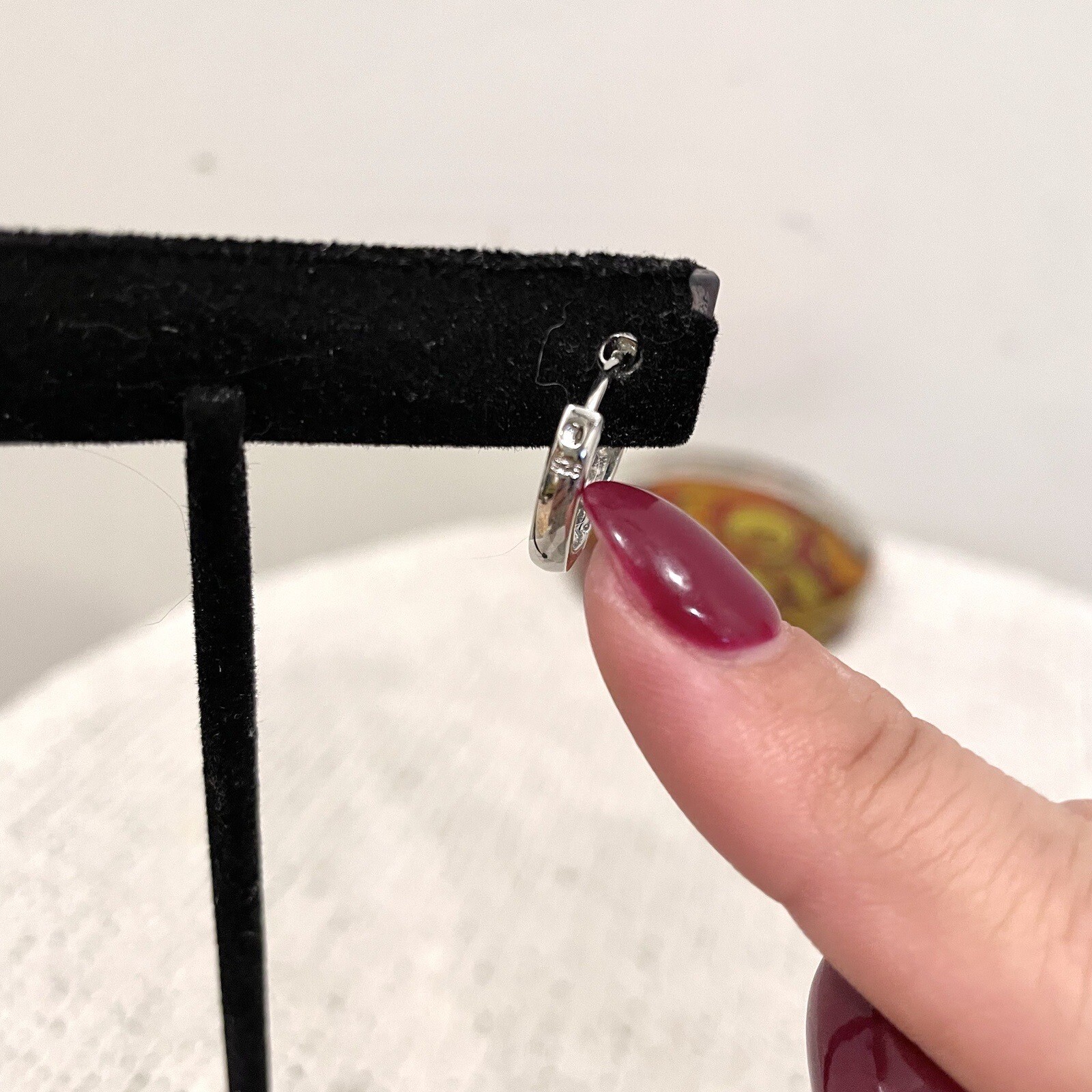 Stamped 925 Sterling Silver Pave Crystal Hoop Earrings Set of 2 Diff Sizes