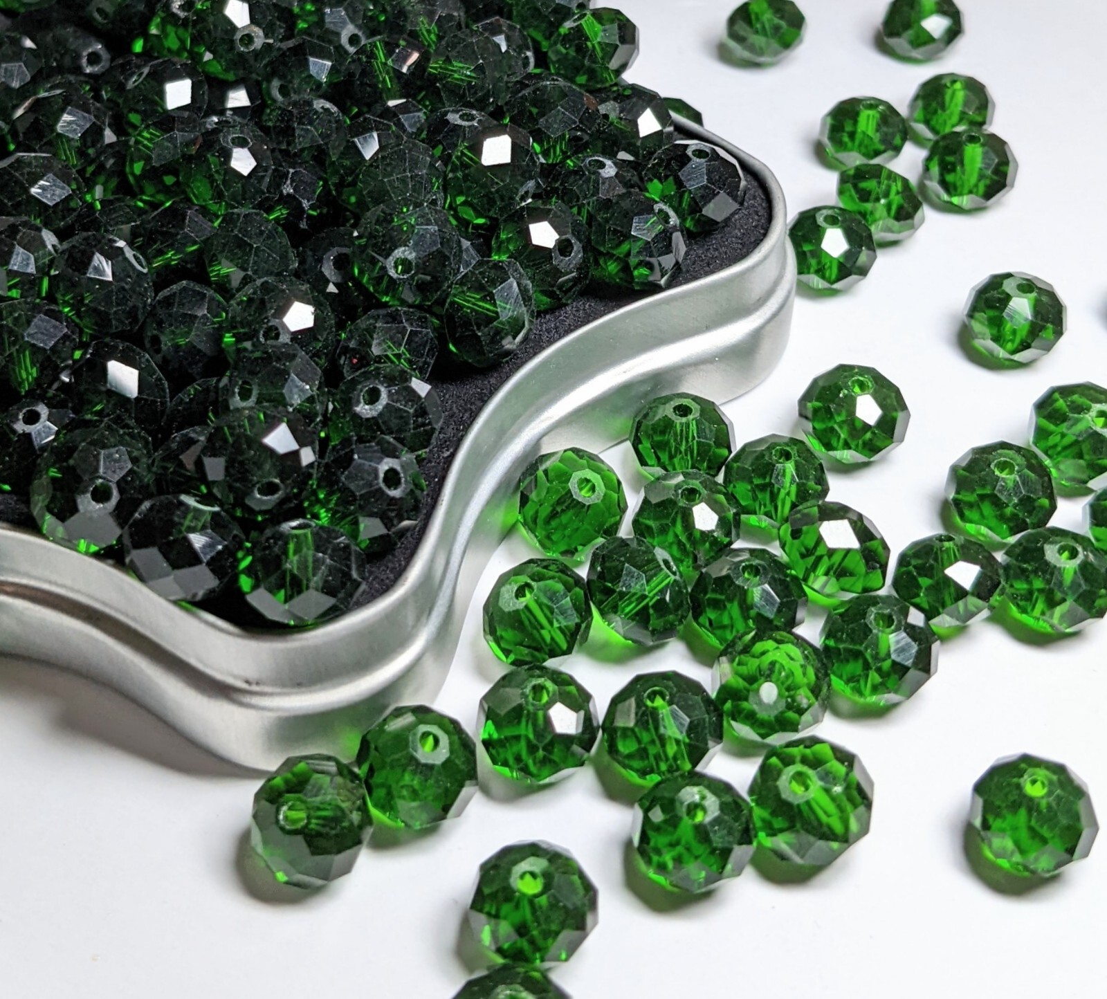 Green Crystal Beads 8mm Beads for Jewelry Making Bulk 180 pcs Emerald Roundelle
