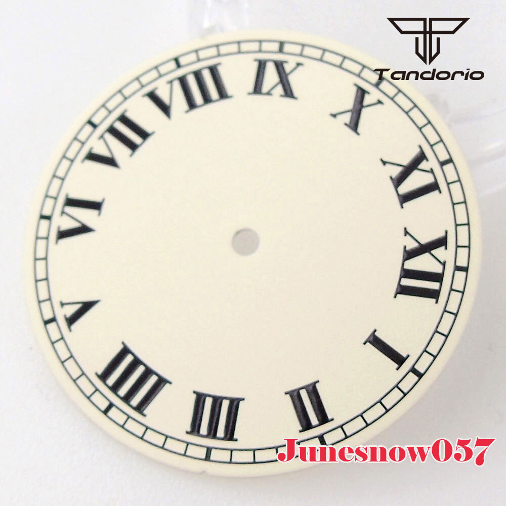 Tandorio 33.5MM Black/Yellow/White Watch Dial Fit NH35 NH36 SKX ETA2824 Movement