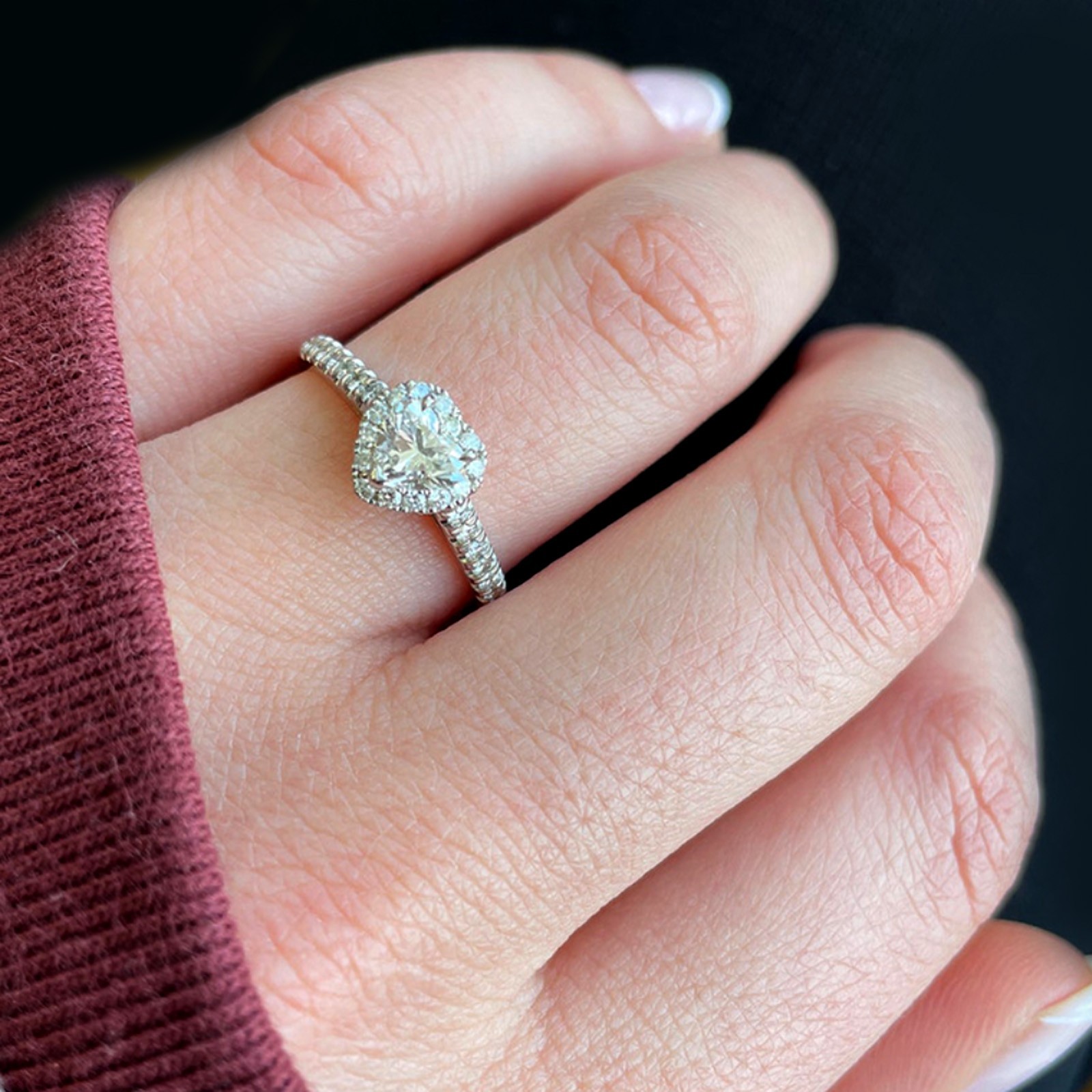 Platinum Engagement Diamond Ring Heart Cut GLI E F VVS2 0.80 Ct Lab Grown