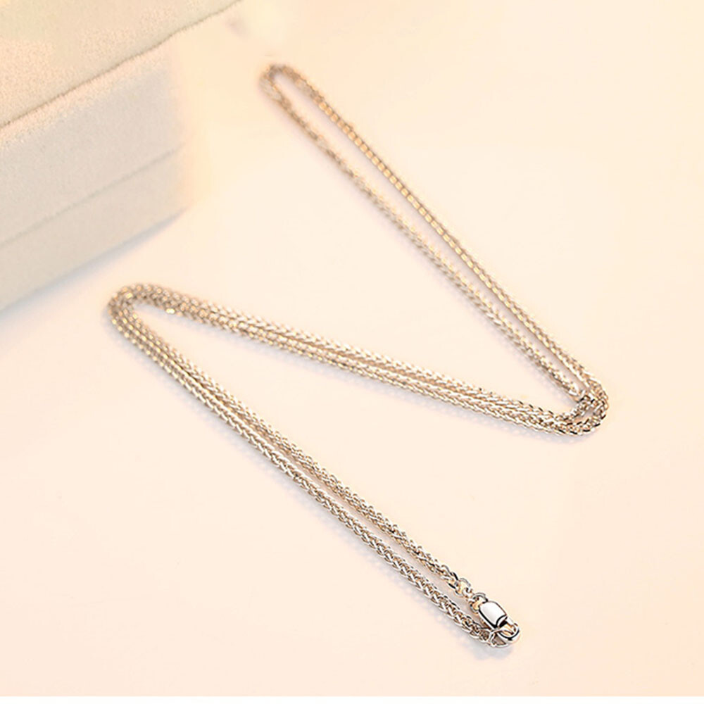 Pure PT950 Platinum 950 Chain 1.2mm Wheat Link Necklace 2.2-2.4g 17.9inch